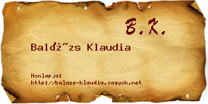 Balázs Klaudia névjegykártya