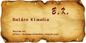 Balázs Klaudia névjegykártya